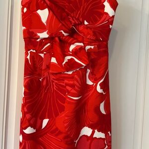 Trina Turk Vibrant Red and White Midi Dress